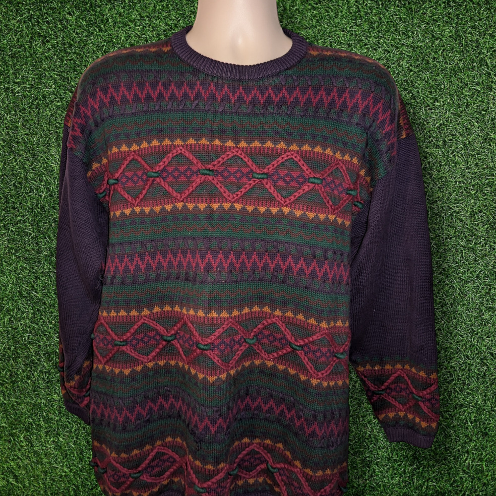 Vintage 100% Cotton Knit Sweater - JUMPERS - Large